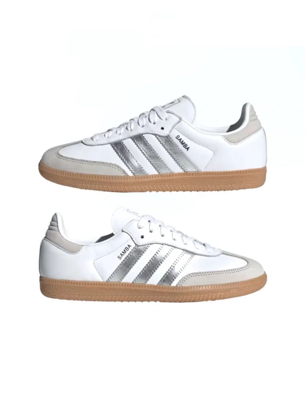 Adidas Samba OG Sneaker in Cloud White, Silver Metallic & Gray One JL2725 - Picture 2 of 16
